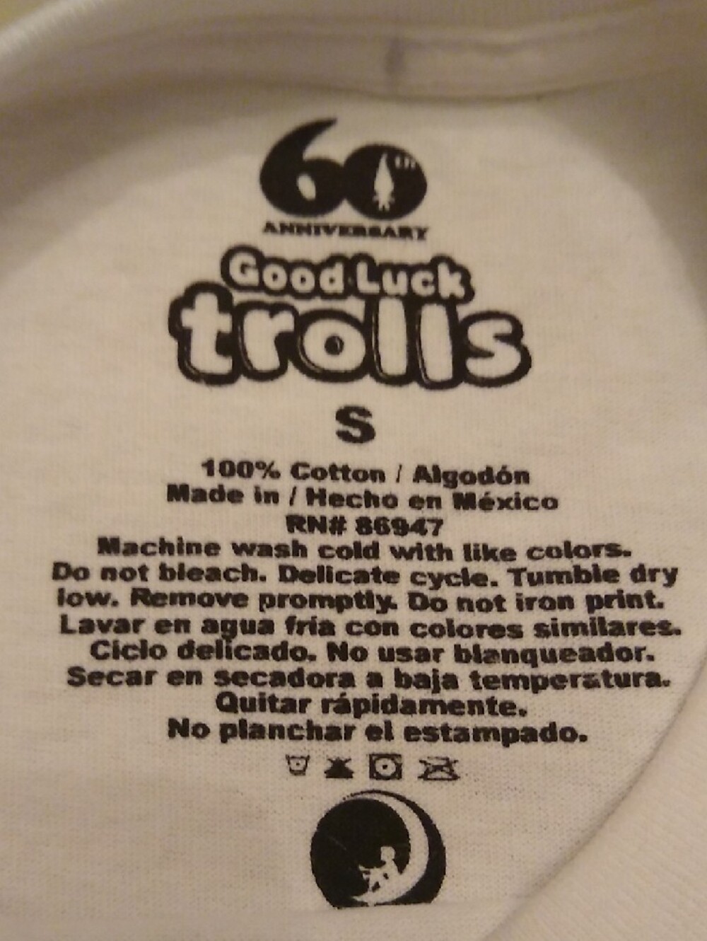 Good Luck Trolls Brand White Tee with Multicolor Troll - Picture 3 of 6